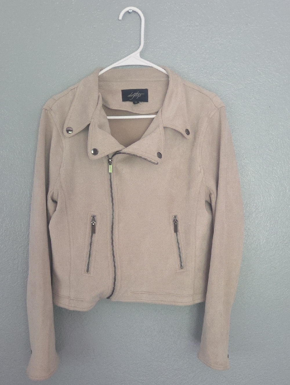 Daytrip Beige Suede-Style Moto Jacket